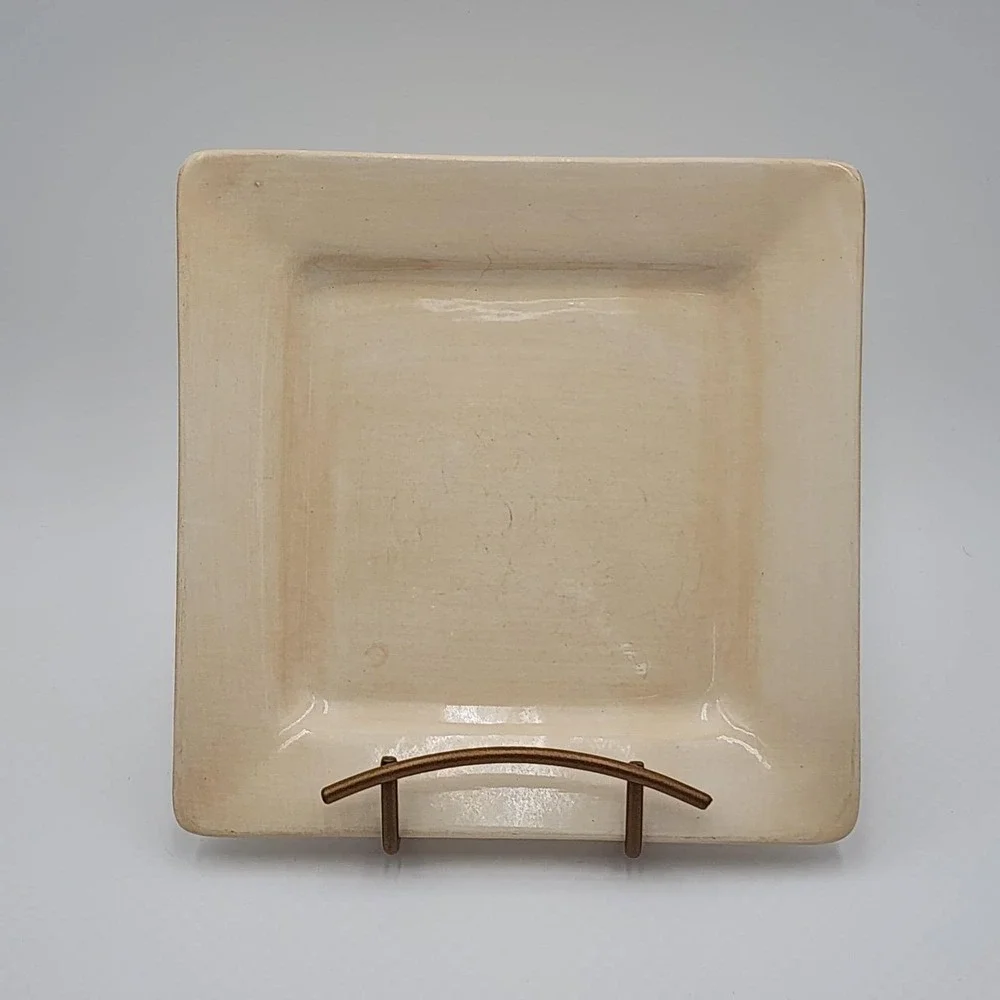 Pier 1 Essential Colours Hand-Painted Earthenware Square Plate 8x8 Cream